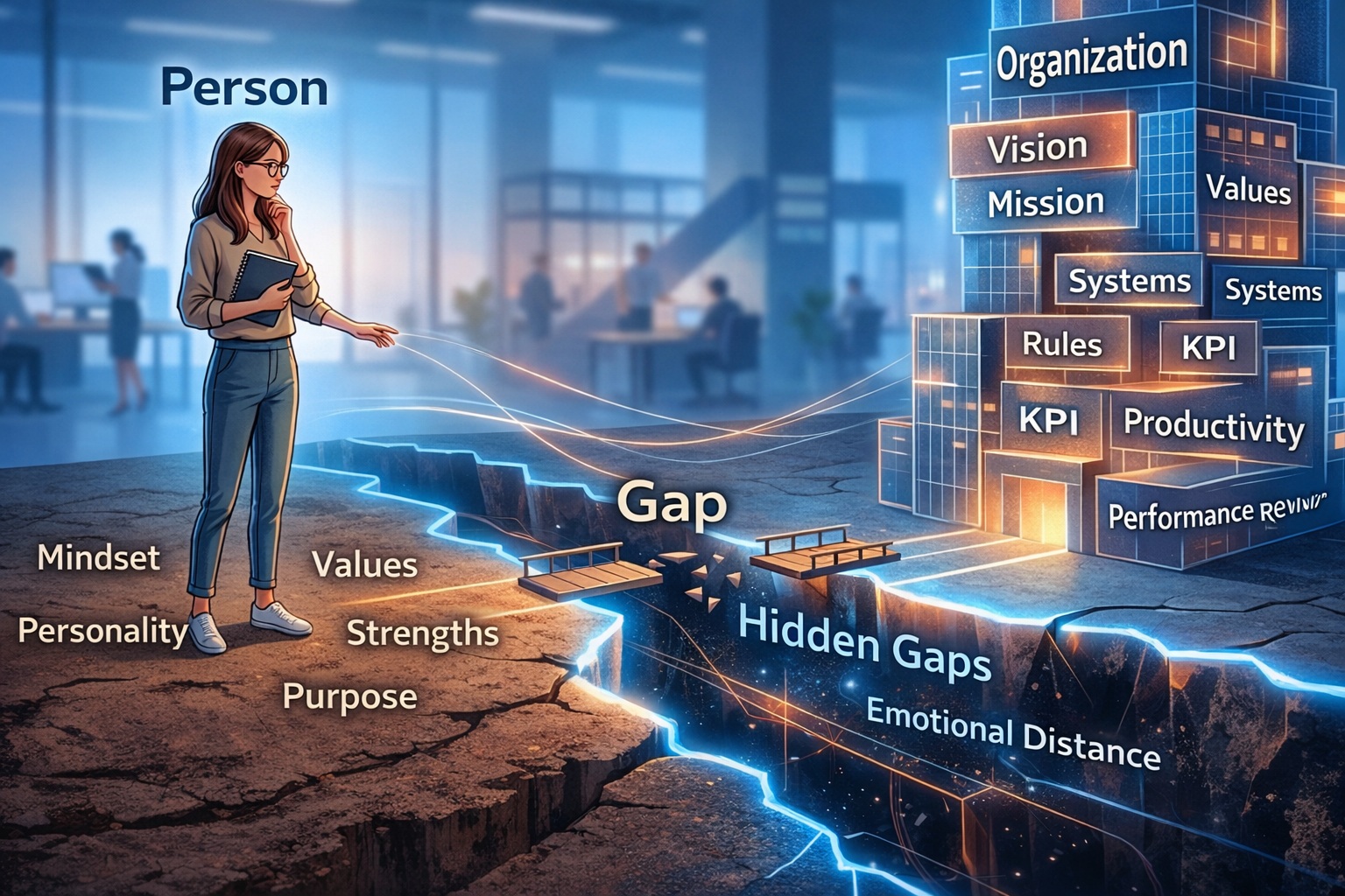 An image showing hard-to-see mismatches between people and organizations